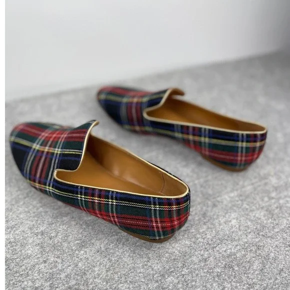 J‎ Crew Factory Plaid Flats Womens 7 Preppy Academic Tartan Slip On Shoes - Picture 9 of 15